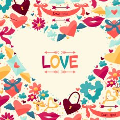 Background with Valentine's and Wedding icons
