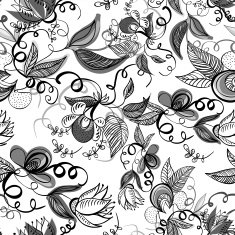 Floral monochrome seamless background N2
