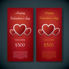 Valentine's day gift card voucher template with traditional background N2