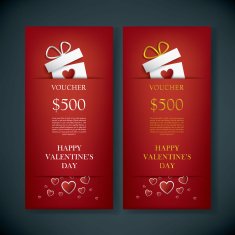 Valentine's day gift card voucher template with traditional background N3
