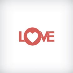 Valentine's day creative typography card with word love and