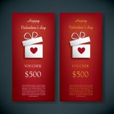 Valentine's day gift card voucher template with traditional background N4