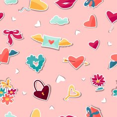 Pattern with Valentine's and Wedding stickers