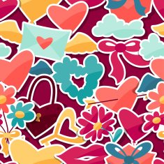 Pattern with Valentine's and Wedding stickers N2