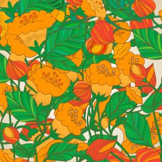 Floral spring background with swirls and flowers