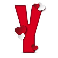 Alphabet Letters With Red Heart Valentine Day N2