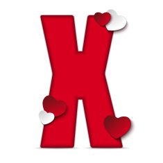 Alphabet Letters With Red Heart Valentine Day N3
