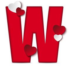 Alphabet Letters With Red Heart Valentine Day N4