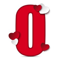 Alphabet Letters With Red Heart Valentine Day N12