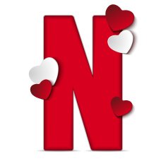Alphabet Letters With Red Heart Valentine Day N13