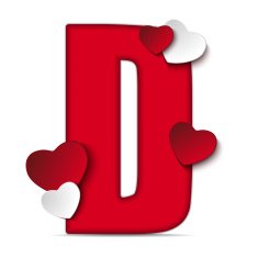 Alphabet Letters With Red Heart Valentine Day N22