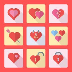 various flat style heart icons set N2