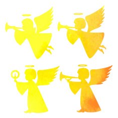 watercolor silhouette of an angel watercolor painting on white background N13