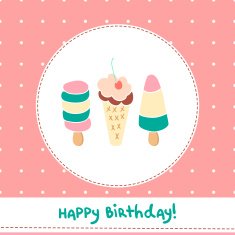 Greeting card with cute ice creams N2