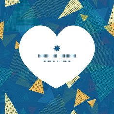 Vector abstract fabric triangles heart silhouette pattern frame