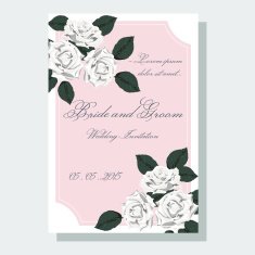 White roses wedding invitation