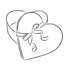 drawing heart with ribbon bow N2