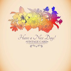 Vintage colorful floral bouquet greeting card N2