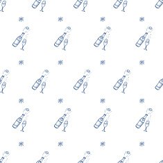 Vector hand drawn champagne bottle seamless pattern N2