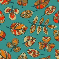 Seamless ethnic texture leaf fall (vector) N4