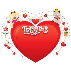 Couple Cat and Dog with Heart Shape