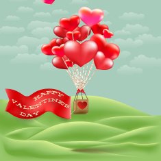 Heart-shaped hot air balloon taking off EPS 10
