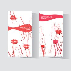 Vector vertical business banner set with stylized watercolor hearts
