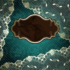 Lacy design with brown label on dark green