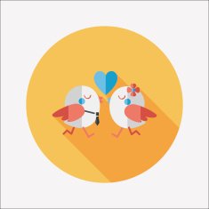Valentine's Day lover bird flat icon with long shadow eps10 N101