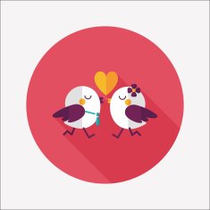 Valentine's Day lover bird flat icon with long shadow eps10 N102