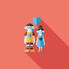 Valentine's day couple flat icon with long shadow eps10 N70