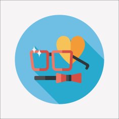 Valentine's day man costume flat icon with long shadow eps10 N14