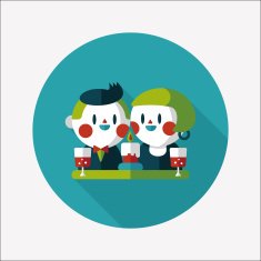 Valentine's day couple flat icon with long shadow eps10 N81