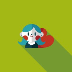 valentine's day girl flat icon with long shadow eps10 N23