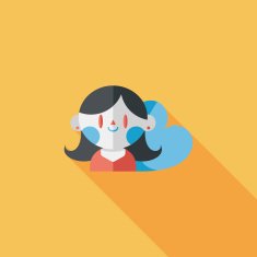 valentine's day girl flat icon with long shadow eps10 N24