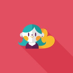 valentine's day girl flat icon with long shadow eps10 N25