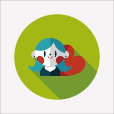 valentine's day girl flat icon with long shadow eps10 N27