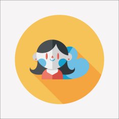 valentine's day girl flat icon with long shadow eps10 N28