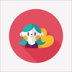 valentine's day girl flat icon with long shadow eps10 N29