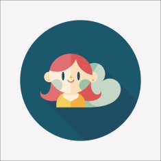 valentine's day girl flat icon with long shadow eps10 N30