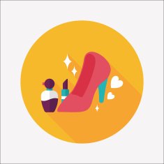 valentine's day girl costume flat icon with long shadow eps10 N15