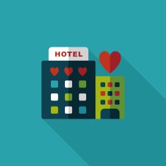 Valentine's day hotel flat icon with long shadow eps10 N28