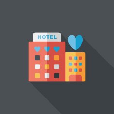 Valentine's day hotel flat icon with long shadow eps10 N29