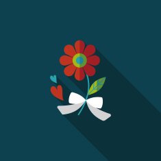 Valentine's Day flower flat icon with long shadow eps10 N63