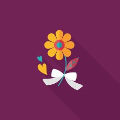 Valentine's Day flower flat icon with long shadow eps10 N65