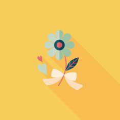 Valentine's Day flower flat icon with long shadow eps10 N66