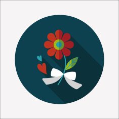 Valentine's Day flower flat icon with long shadow eps10 N67