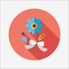 Valentine's Day flower flat icon with long shadow eps10 N68