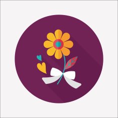 Valentine's Day flower flat icon with long shadow eps10 N69