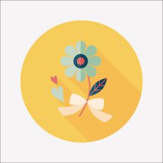 Valentine's Day flower flat icon with long shadow eps10 N70